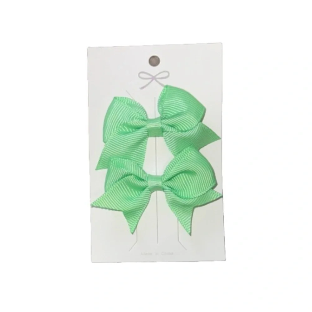 Grosgrain Hair Bows Light Green /Set of 2 Universal Hair Accessories